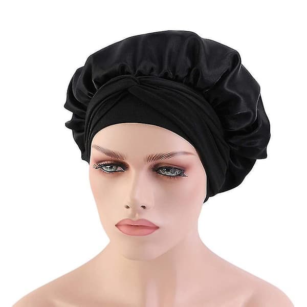 Silke Bonnet Satin Bonnet Til Søvn Bonnet Med Bånd Nat Hætte heavy gold