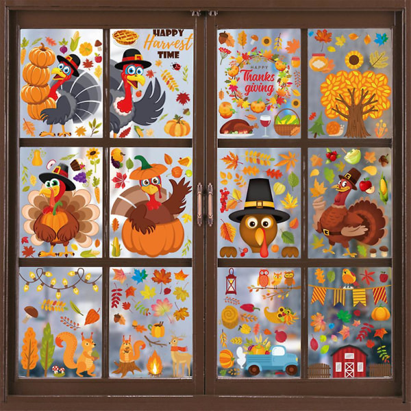 Thanksgiving Vindusklistremerker Holiday Turkey Cling For Glass Window 22