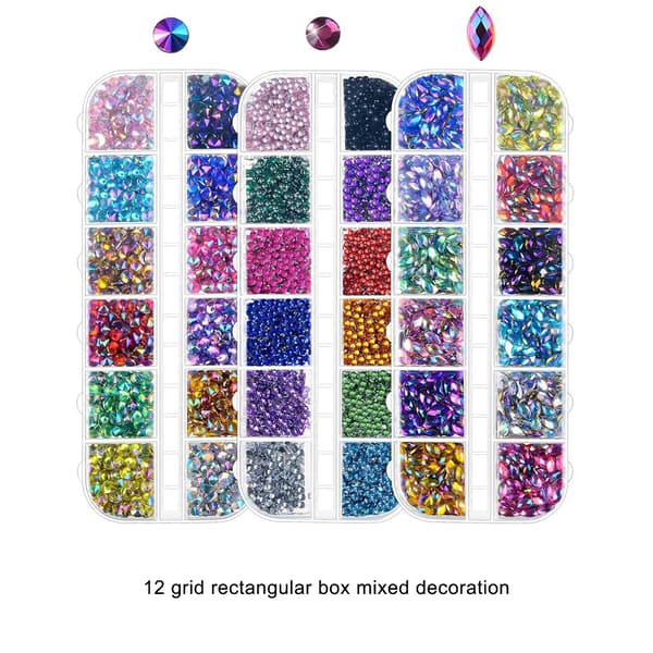 1/2/3/5 3-sett Tidløs Klassisk Neglekunst Strass Med Medium 1PCS