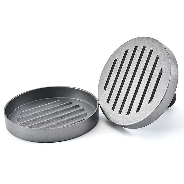 Burgermaskin av livsmedelskvalitet i rostfritt stål, non-stick hamburgerpress (1 st, grå)