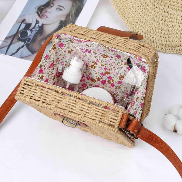 Axelväskor Halmväska Cross Body Summer Beach Purse Small Woven