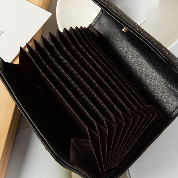 Kortholder Bærbar Komfortabelt blødt kunstlæder Multi Pocket Dame Kortopbevaringspose Kontorbrug Mengxi Black