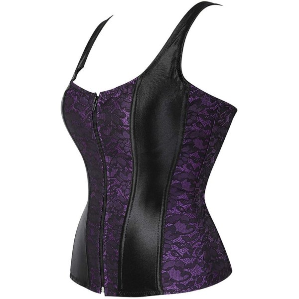 Korsetter för kvinnor Overbust Bustier Top Gothic Sexy Shoulder Purple 2928 M