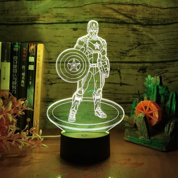 Captain America 3D Natlampe The Avengers Sort Base