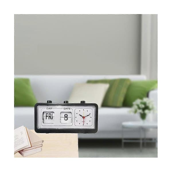 Mekanisk väckarklocka Nyhet Flip Clock Skrivbordsklocka med kalender Heminredning Retr