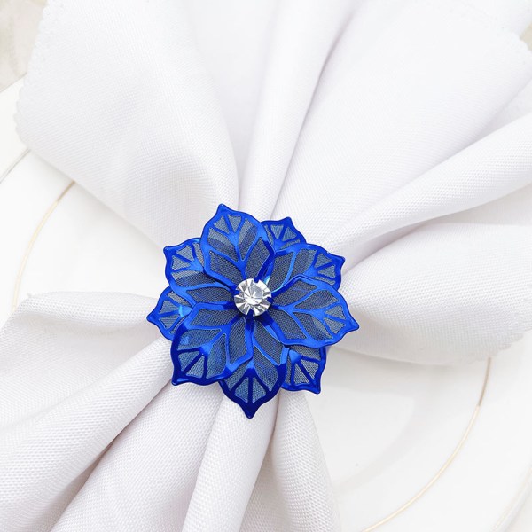 Hollow Out Flower Serviettringer Sett med 20 for Bryllupsfest Høytidsbankett Julemiddag Delikate Serviettspenner Dekor Favor () Royal Blue