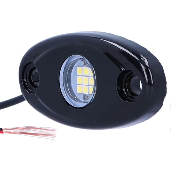 Par Rock Lights Hvit 9LEDs IP68 Chassis Underglow Lampe Universal for Bil Lastebil ATV RZR UTV