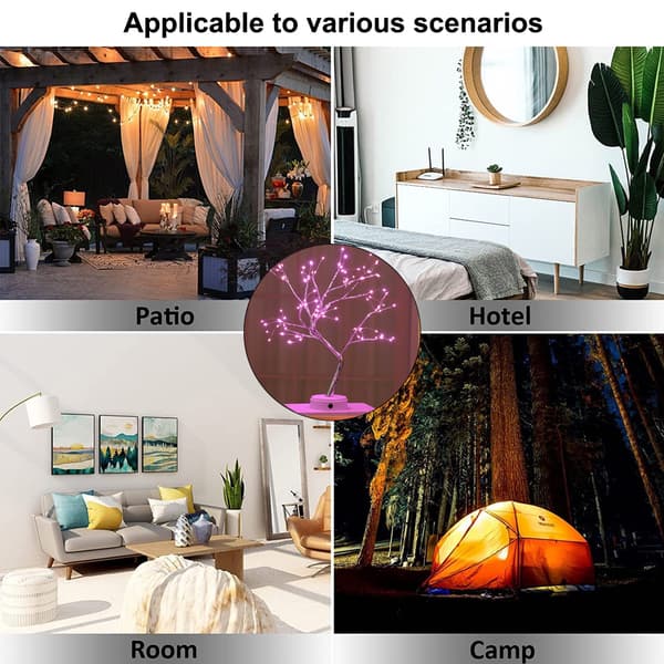 Tree Light 108 LED Shimmer Branches Battery and USB Operated pink