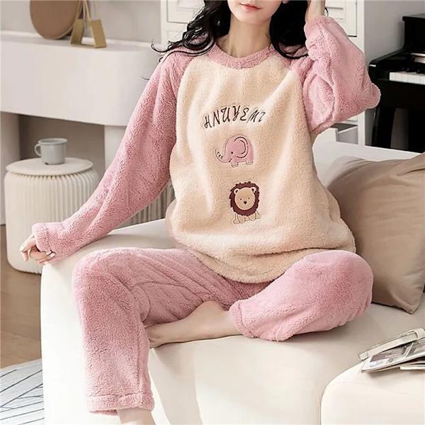 Naisten syksyn talven lämmin flanelli naisten pyjamasetti Style 21 XL