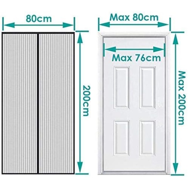 Magnetisk myggnätsdörr, 80 X 200 cm myggnät för dörr,