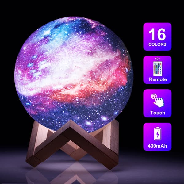 Moon Night Light, 16 färger Galaxy Lamp 3D-utskrift Barn Moon Light