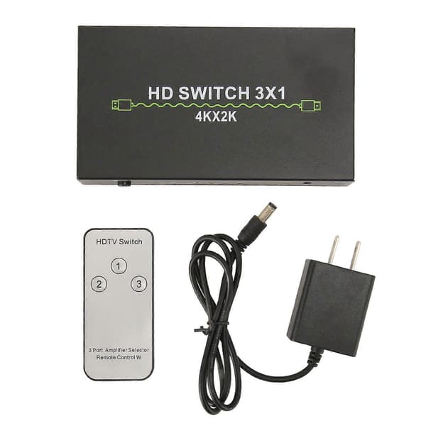 HD Multimedia Interface Switch 3 in 1 ut 4K Stöd 3D Video Switcher Selector för Set Top Box Laptop TV 100?240V US Plug