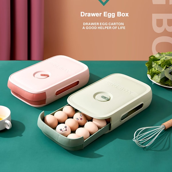 Egglagerbeholder Husholdningsfarget flerlags egg fersk oppbevaringsboks for kjøleskap White