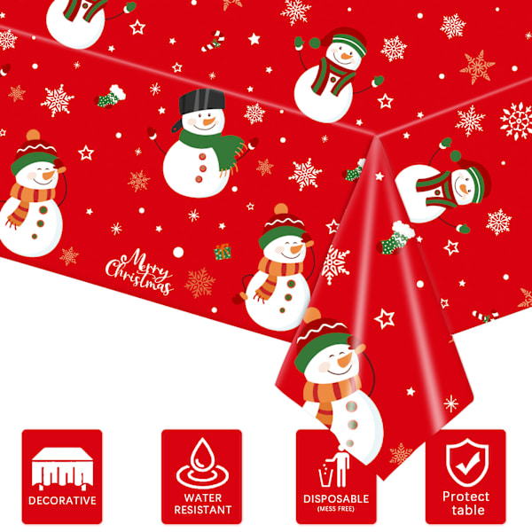 Christmas Snowman bursdagsfest engangsbord 137*274cm