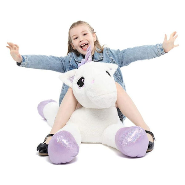 MorisMos Giant Unicorn Gosedjur 32`` Söt mjuk enhörning plyschleksak pink white 43"