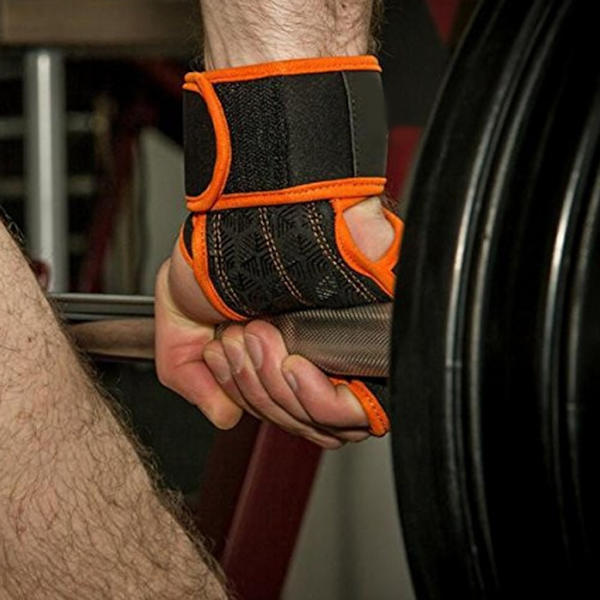 Powerlifting Treningshanske Gym Treningshanske Løftegrep Pull Up Grips Puter Løfte Svettesikker Pad med 4 Fingerløkker Blue L