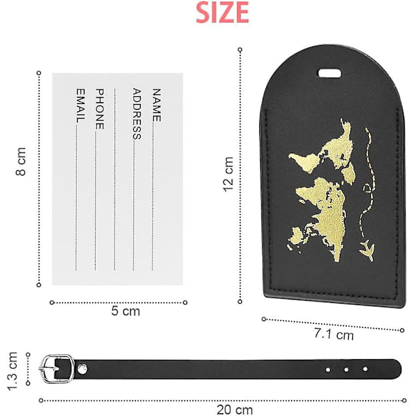 2 stk. bagasjelapper i skinn, koffert ID-sett