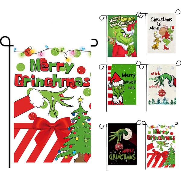Grinch Julehave Flag Banner Dekoration til Vinter Gårdhave A