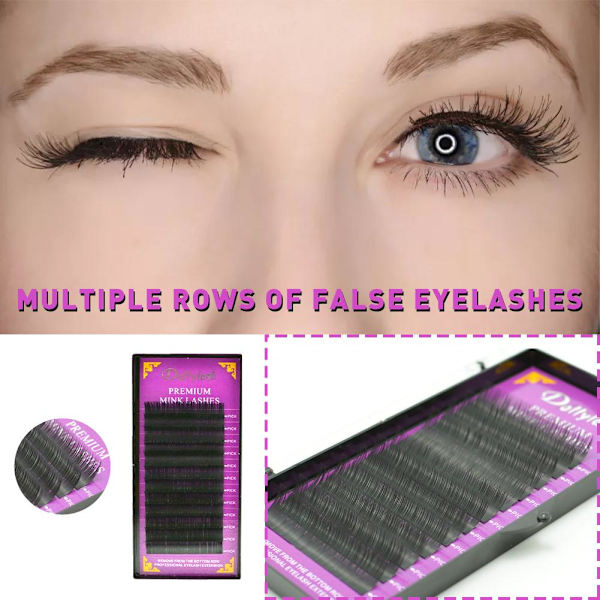 Blandade Mink Individuella Lösögonfransar Fake Lash Semi Perman 11mm 12 row