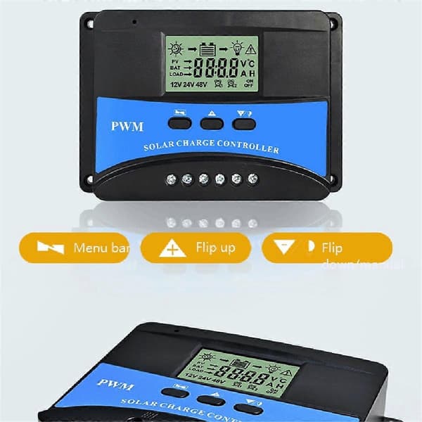 Solcelle ladekontroller 30A Solcellepanel Tilpasset Batteriregulator, Auto 12V/24V/48V PWM for FLD/LiFePO4/SLD/GEL
