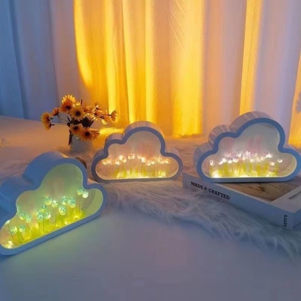 Cloud Tulip Night Light Makeup Mirror BLÅ FINISH PRODUKT