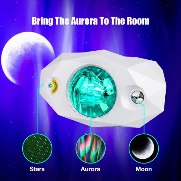 Laser Aurora Galaxy Starry Sky Projector Färgglad LED-projektion black