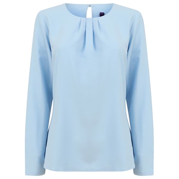 Henbury Langærmet bluse til dame/dame foran Light Bl Light Blue S