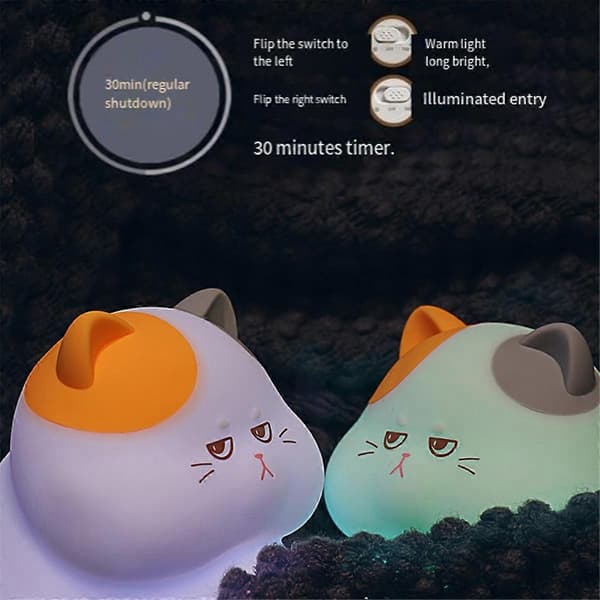 Sød Silikone Kat Natlampe Dæmpbar Børneværelse Sove Lys Kawaii Trådløs Touch Lampe til Børneværelse Indretning B