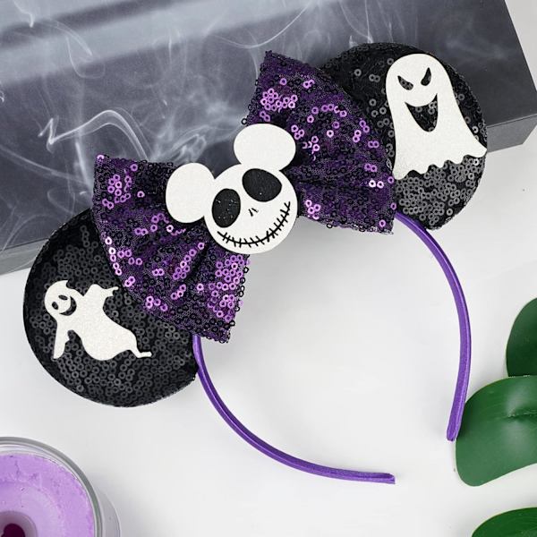 Minnie Mickey Ears Pannband,Paljetter Halloween Mouse Ears för kvinnor