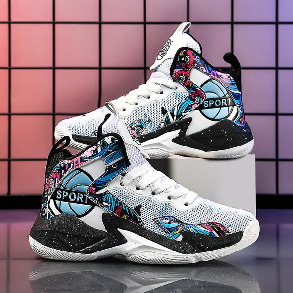 Børne Basketballsko Åndbare Sneakers Drenge Piger Sportssko Yj8768 WhiteBlack 40