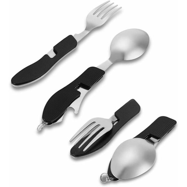 Resebestick 2-delat set Bärbar 4 i 1 tallrikar Hjul i aluminium