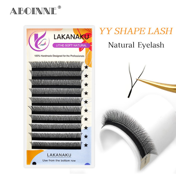 Lakanaku yy øjenvippeforlængelse, y-form, brasiliansk volumen, kashmir, øjenvippe 14mm 0.07d