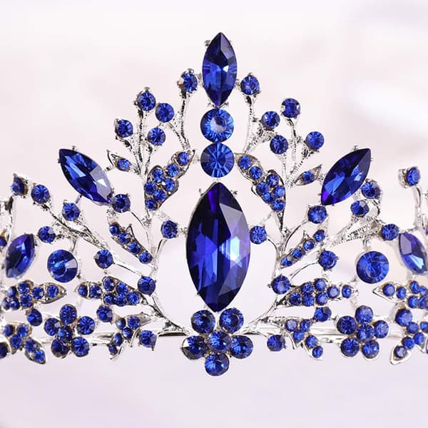 Blå Rhinestone Krone Krystal Tiara Prinsesse Tiara Barok Krone til Bryllupsfødselsdagsfest