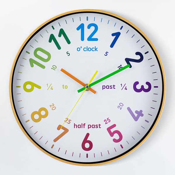 ##/Farverig vægur med imiteret træstruktur, 30 cm##/