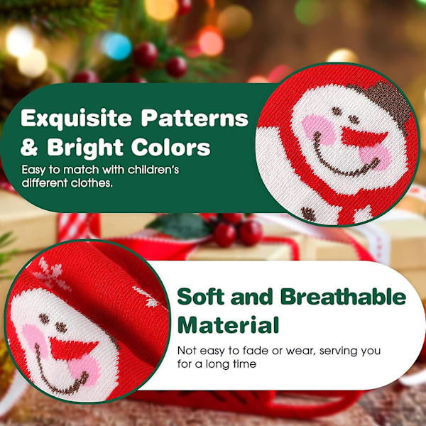 Par jul Toddler Barn Toffelstrumpor Jultomte Snögubbe Barnstrumpor Mjuka Varma Julklappsstrumpor Unisex bomullsstrumpor Julklapp till