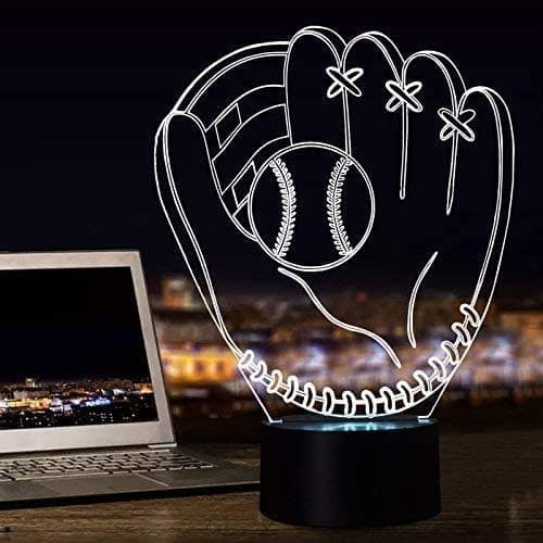 3D Illusion Skrivbordslampa Baseball Handske Modell, LED USB Touch Bu