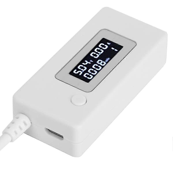 LCD-skjerm bakgrunnsbelysning USB-detektor Amperemeter Voltmeter Ladekapasitetstester Måler 4-30V Hvit