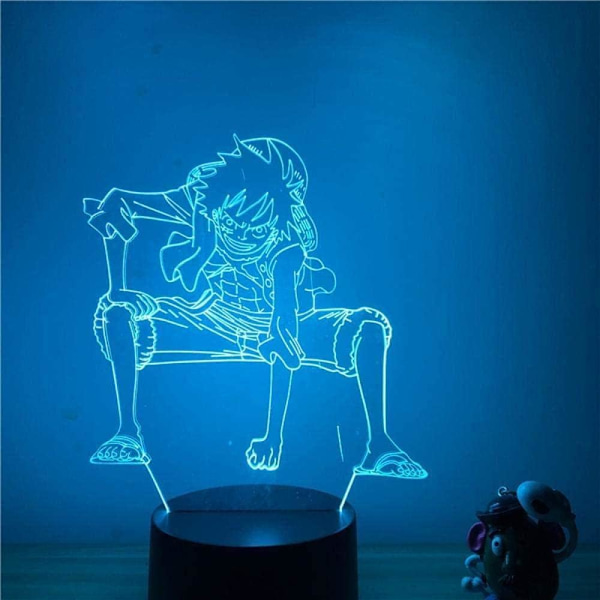 One Piece Luffy 3D Illusion Night Light Lamp Smart Touch, RG