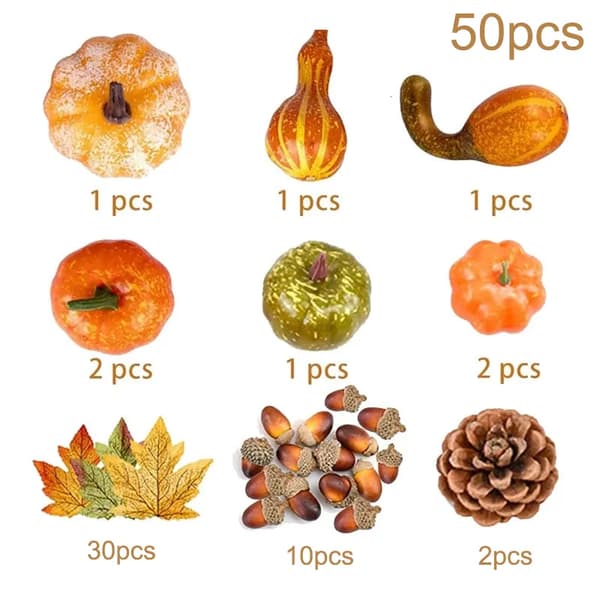 Simulering Mini pumpa kottar Set Halloween dekoration 50Pcs