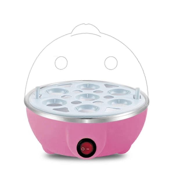 Rask eggekoker: Elektrisk eggekoker med kapasitet for 7 egg for hardkokte egg, posjerte egg, eggerøre, rosa EU-plugg
