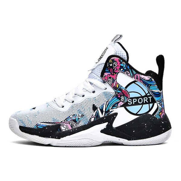 Børne Basketballsko Åndbare Sneakers Drenge Piger Sportssko Yj8768 WhiteBlack 34