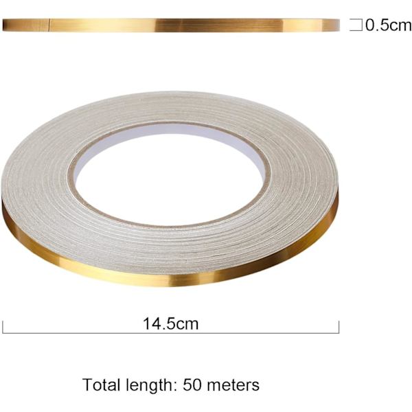 (2*(0,5cm*50m), kulta) Itsekiinnittyvä koristeellinen laattateippi, vedenpitävä