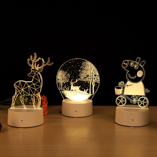USB Milu 3D Akryl Dekor LED-lampe Hjemmeinnredning Nattlampe