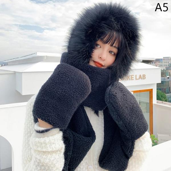 2022 New Fashion Scarf Hat Handske 3-delad Dam e Plush Winter W A5