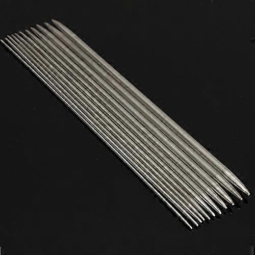 55 stk 2mm-6.5mm rustfritt stål dobbeltspiss heklevev strikkepinner