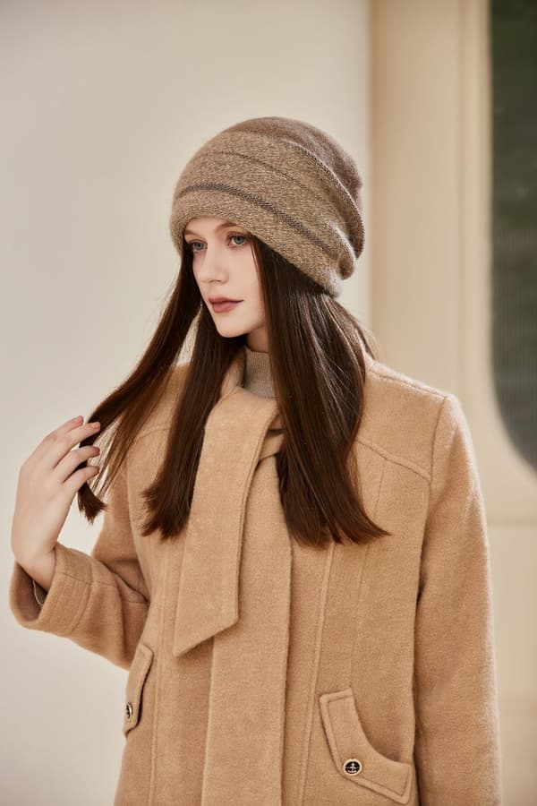 uldhat, varm hat, strikket hat, blød-Khaki