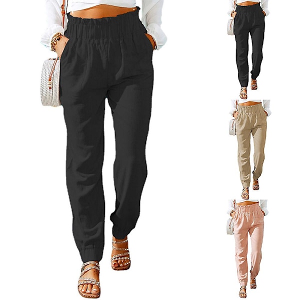Women's Ruffled Stretch Harem Pants Black XL