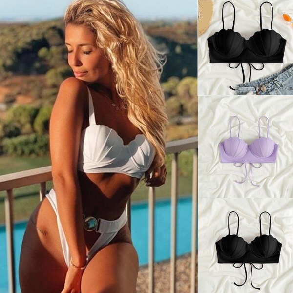 Dam Bikinitopp Push Up Swim Top Bygel Baddräkt Topp Vadderad baddräkt endast White XS