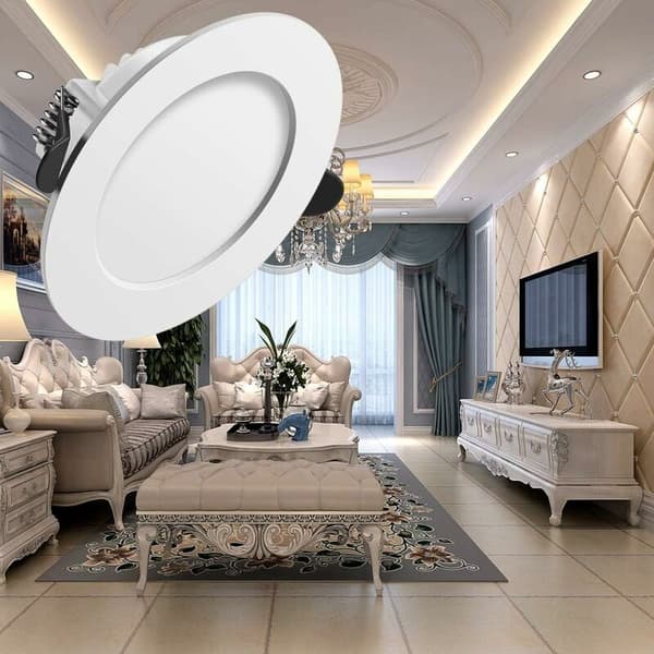 6 stk. 5W integrerte LED-spotlights, kaldhvite 6000K