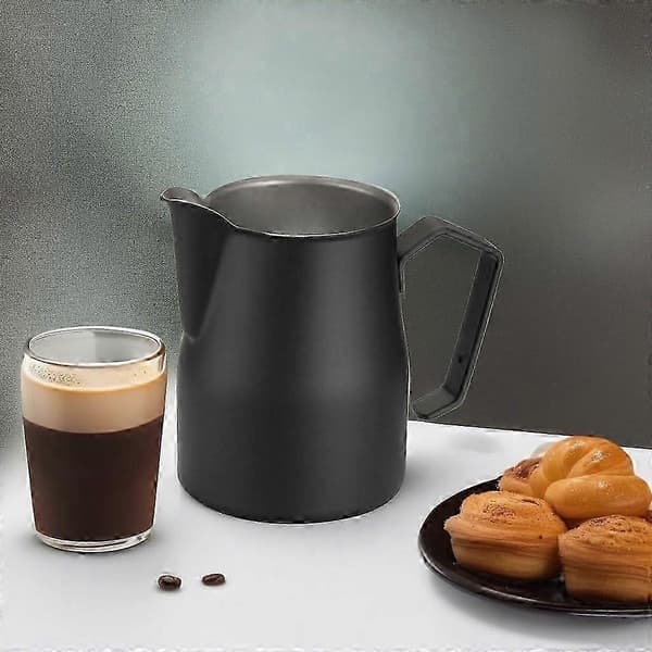 Melkekanne i rustfritt stål, 17 oz, svart profesjonell kanne
